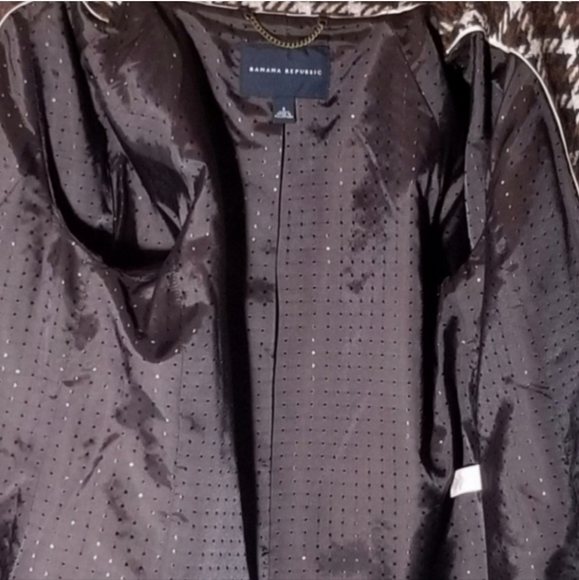 Banana Republic Jacket Houndstooth Plaid Wool Chocolate Brown Size S - Picture 10 of 13